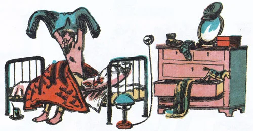 Рассеянный надевает рубашку