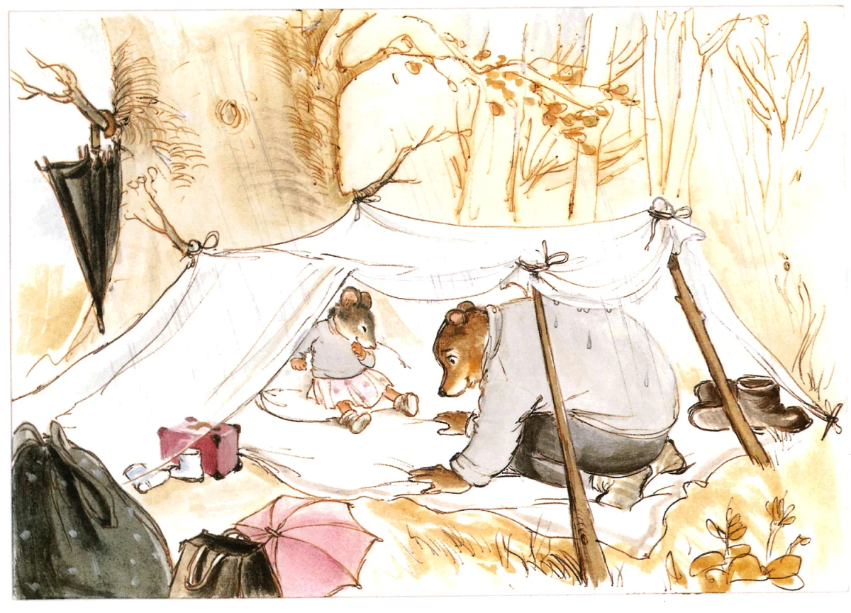 Медведь построил палатку