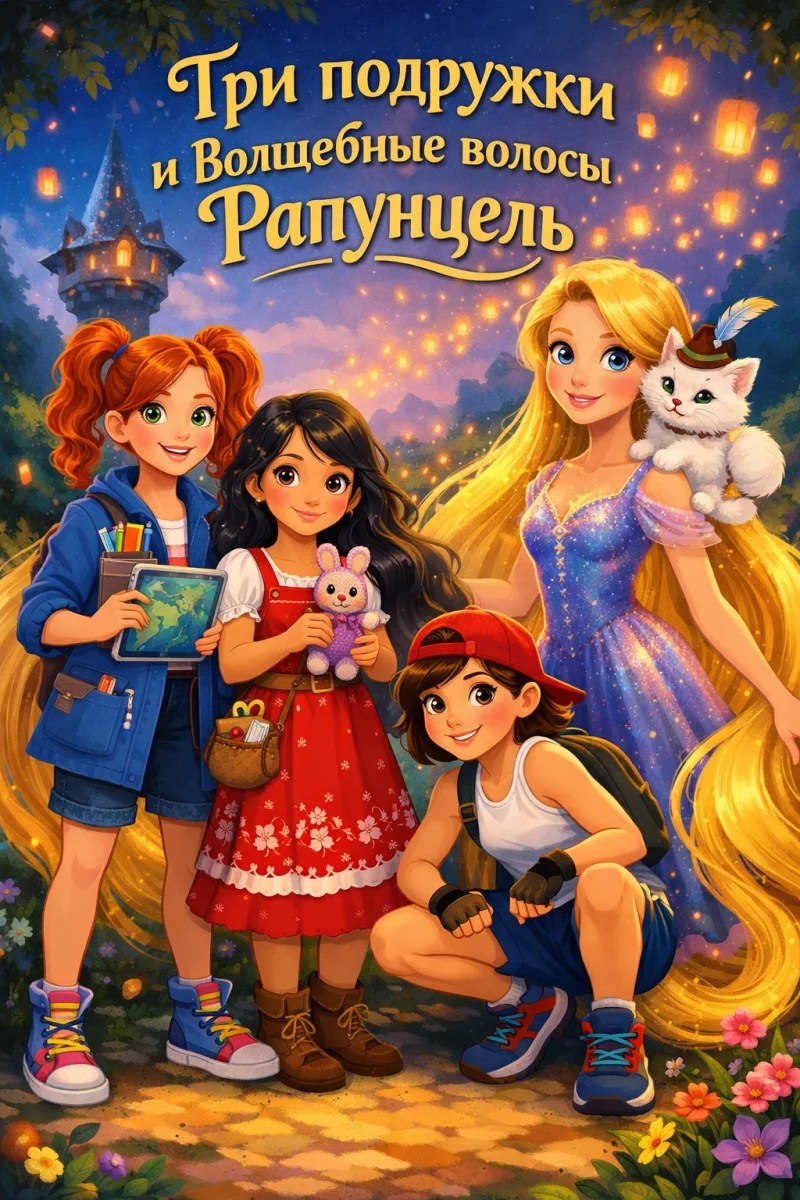 Три подружки и волшебные волосы Рапунцель