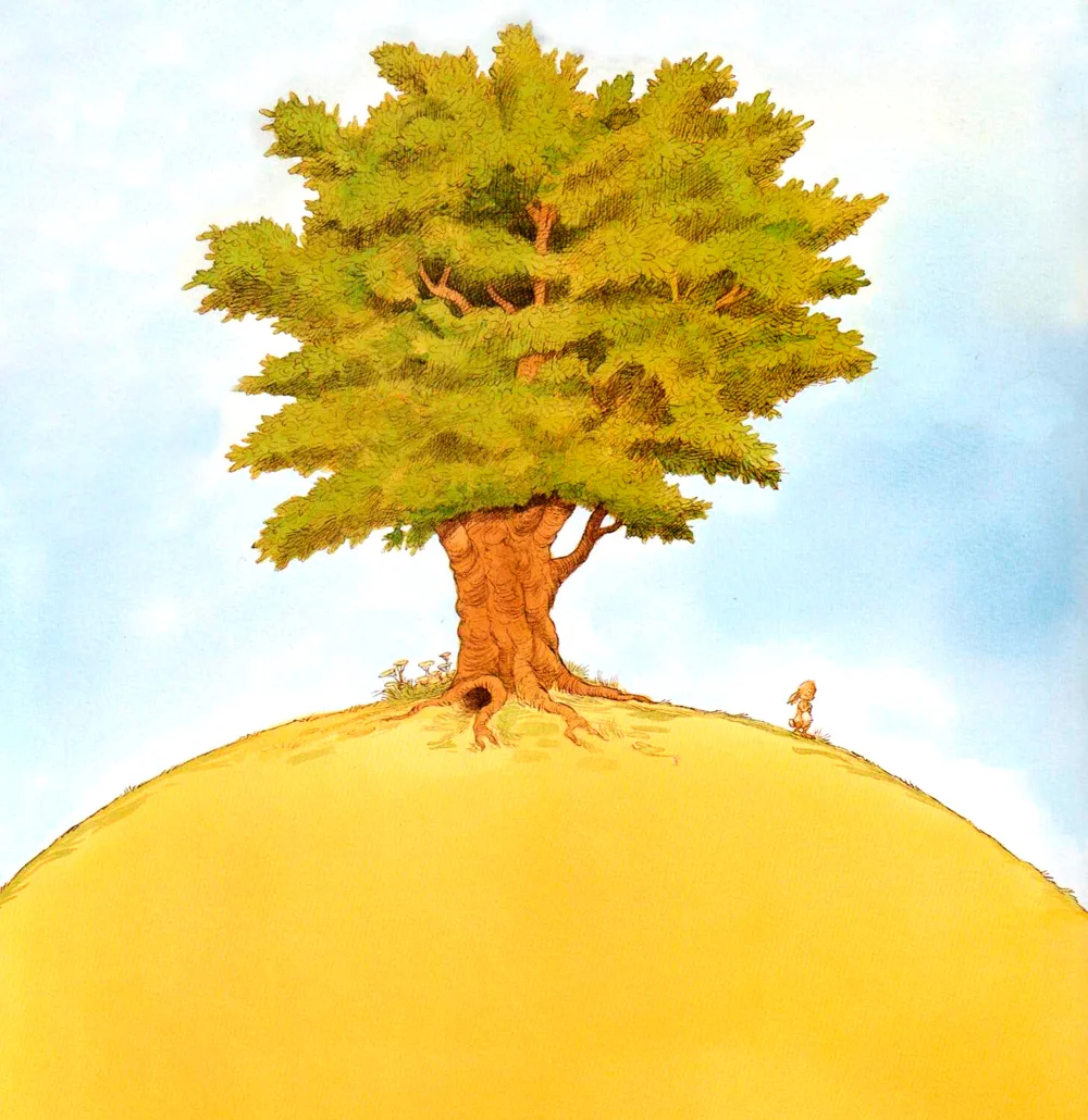 Кролик грустит под деревом