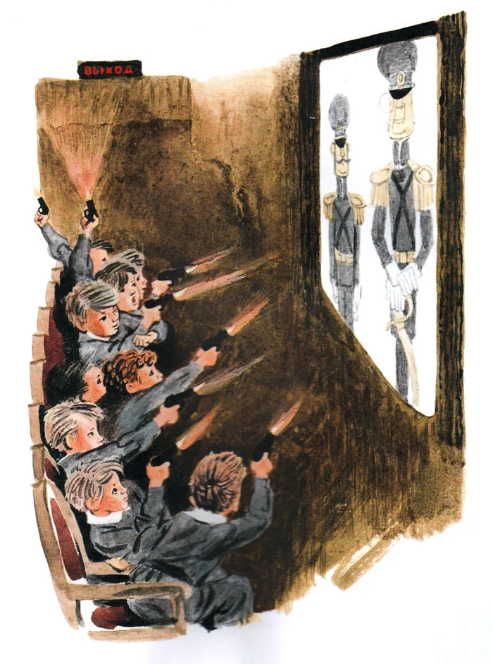 Мальчики стреляют из пистолетов