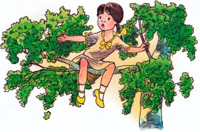 Леля сидит на ветке дерева