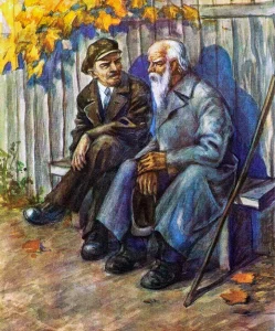 Старик в потертой шинели