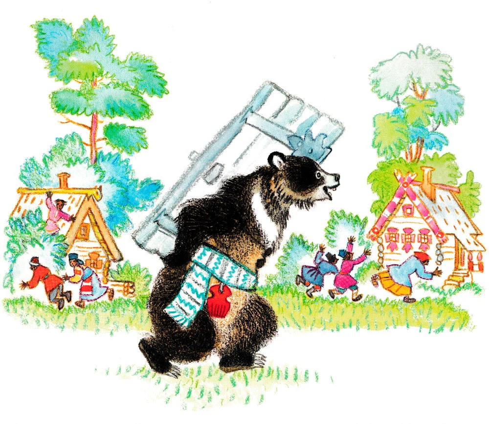 Медведь несет дверь