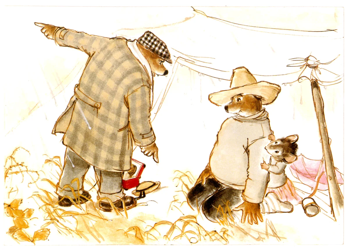 Медведь прогоняет друзей