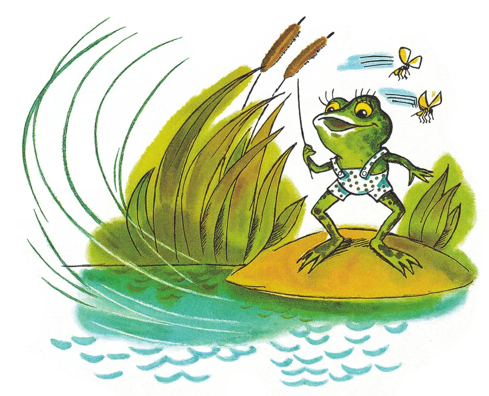 Лягушонок машет травинкой