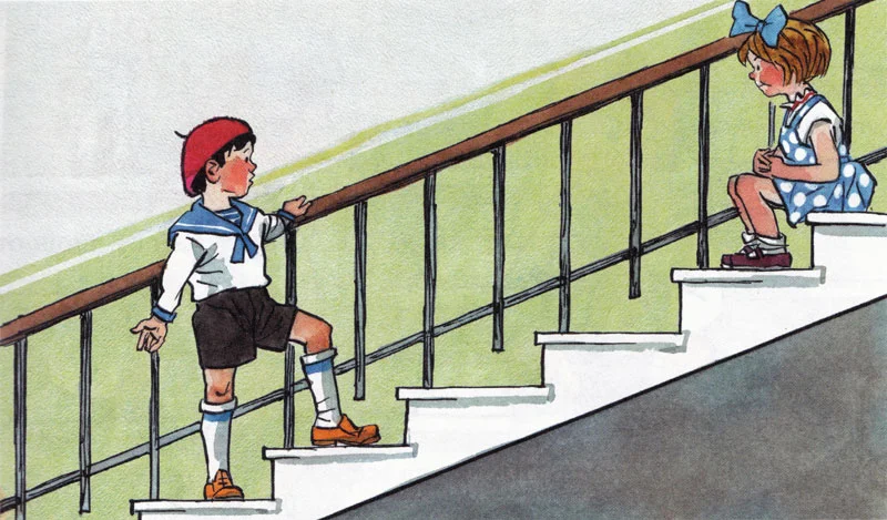 Петя и Валя на ступеньках