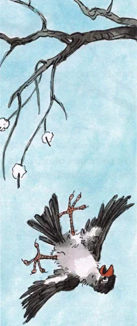 Воробей падает с дерева