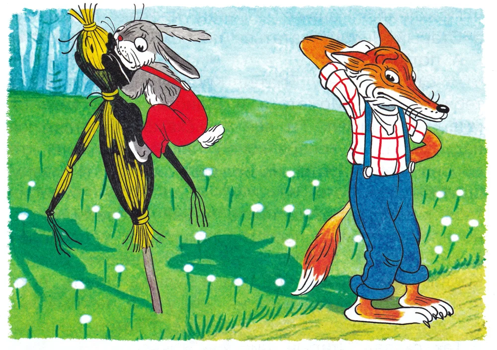 Кролик прилип к чучелу