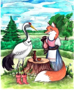 Лисица и журавль