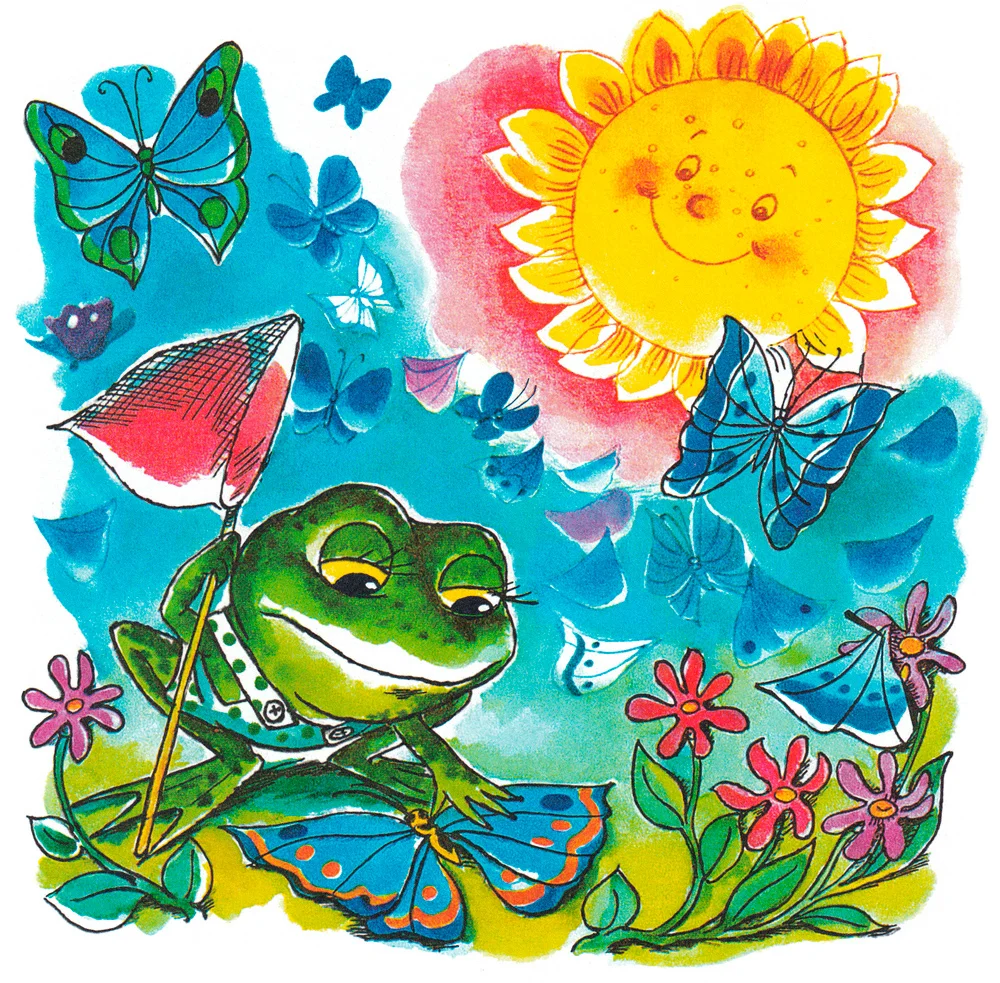 Лягушонок гладит бабочку