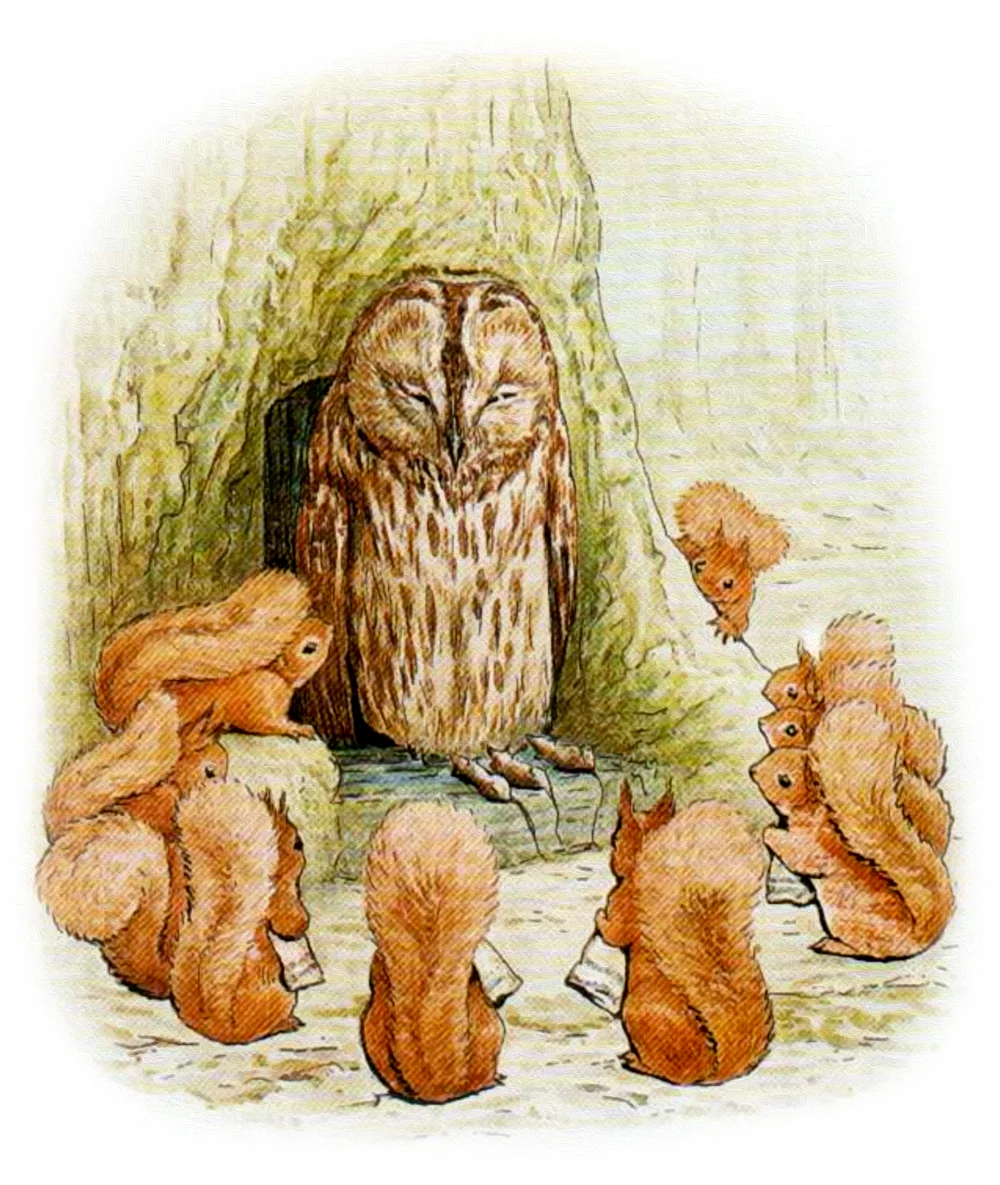 Бельчата принесли филину мышей