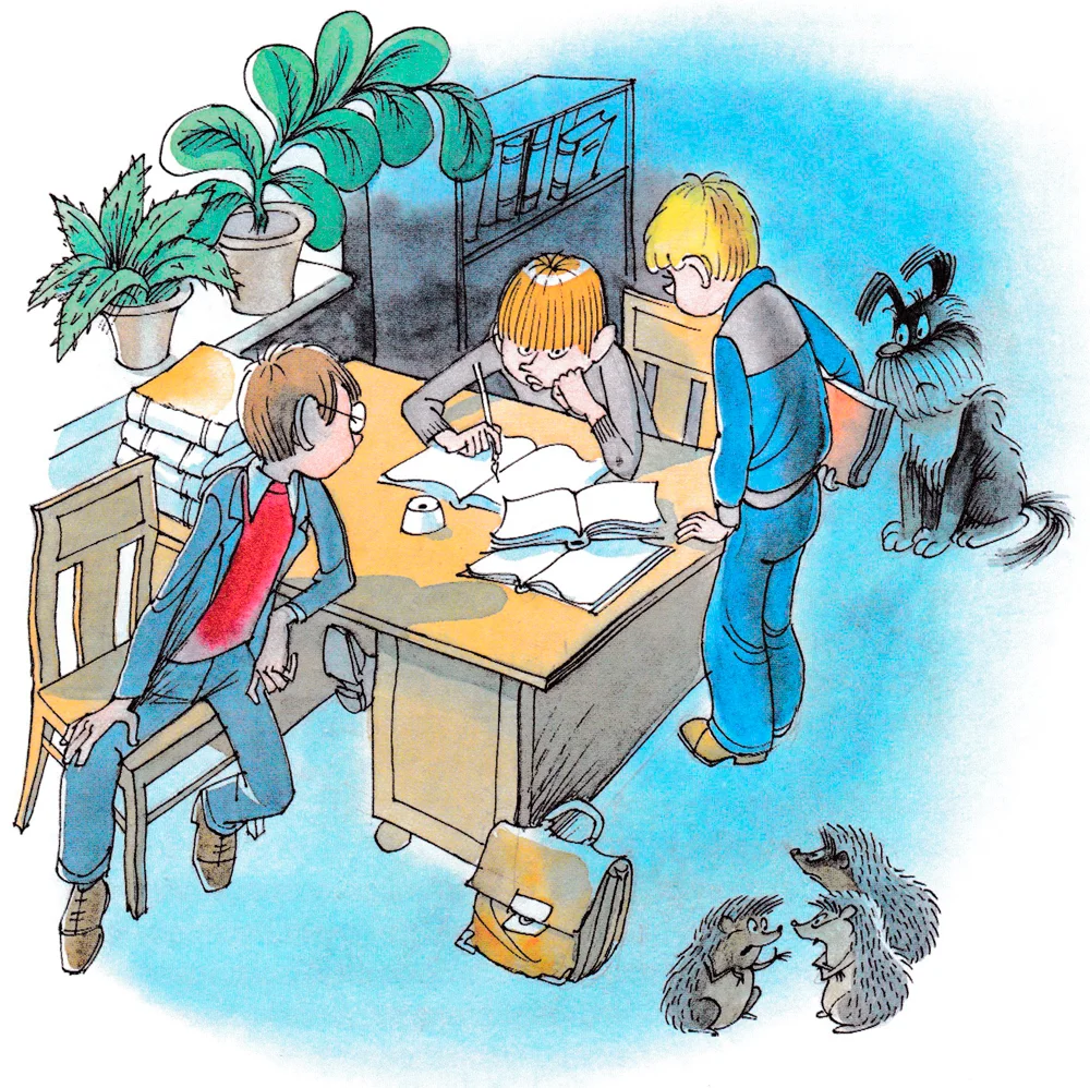 Мальчики делают уроки