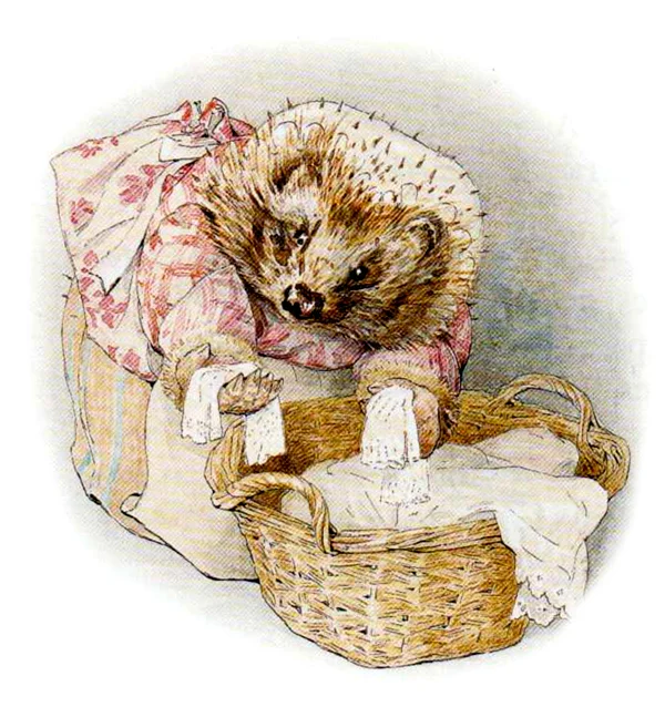 Ежика с корзиной белья
