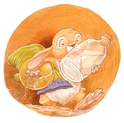 Кролик убегает из норки