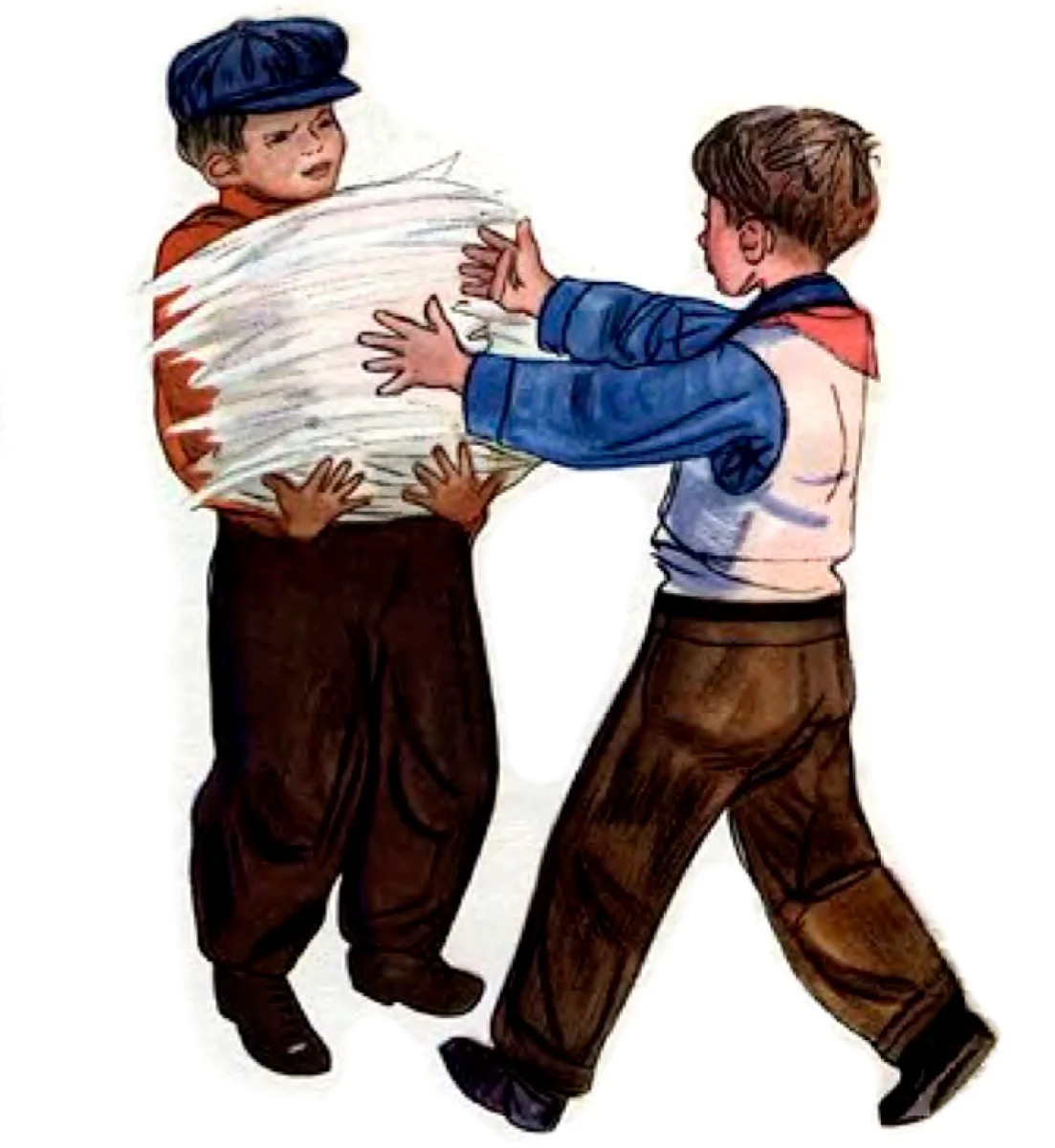 Миша и Костя с газетами