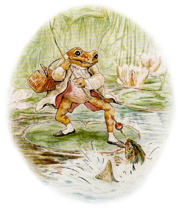 Лягушка тянет рыбу