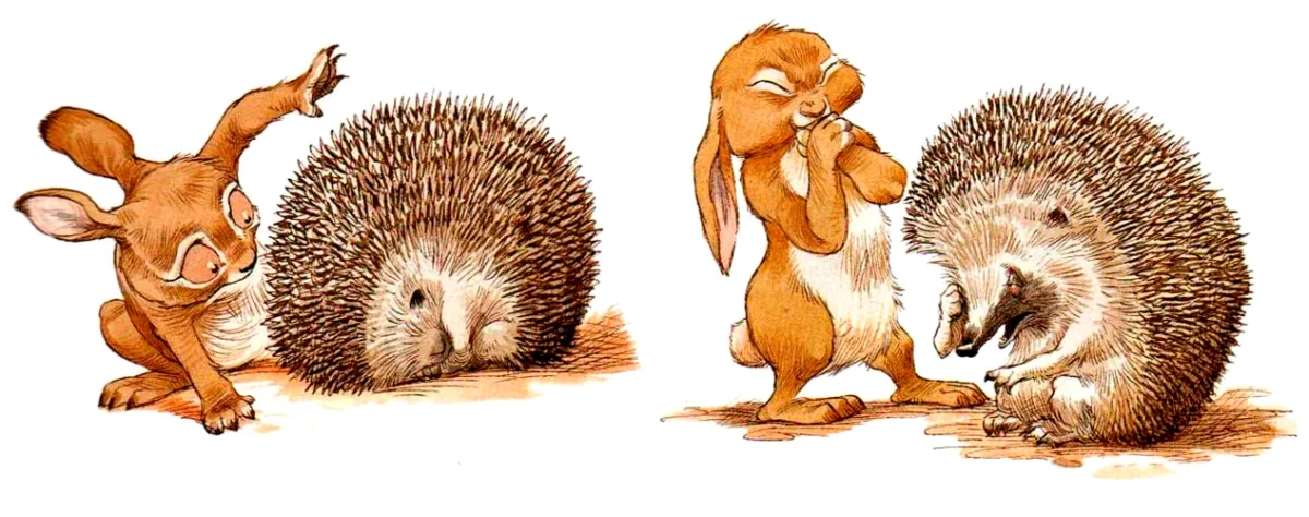 Кролик обнял Ежика