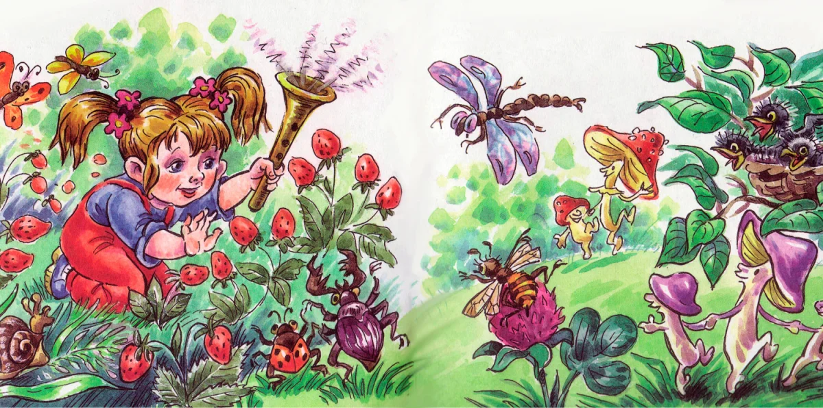 Девочка и ягоды в лесу