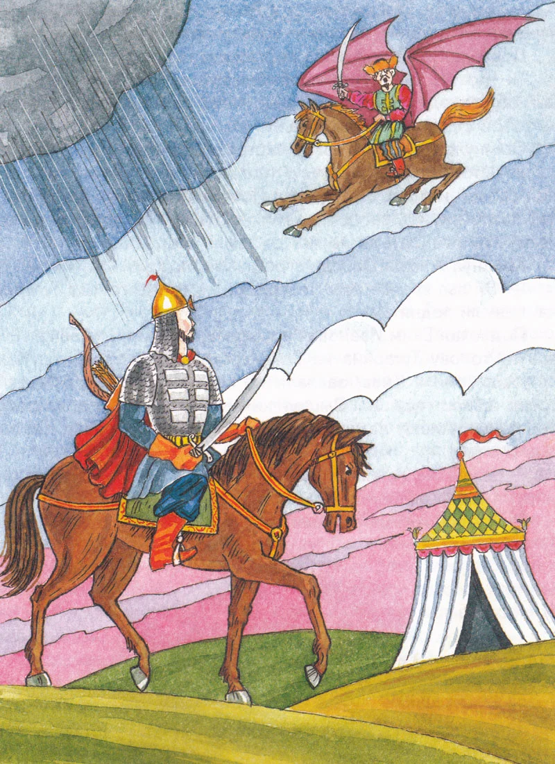 Тугарин змей сражается с Алешей поповичем