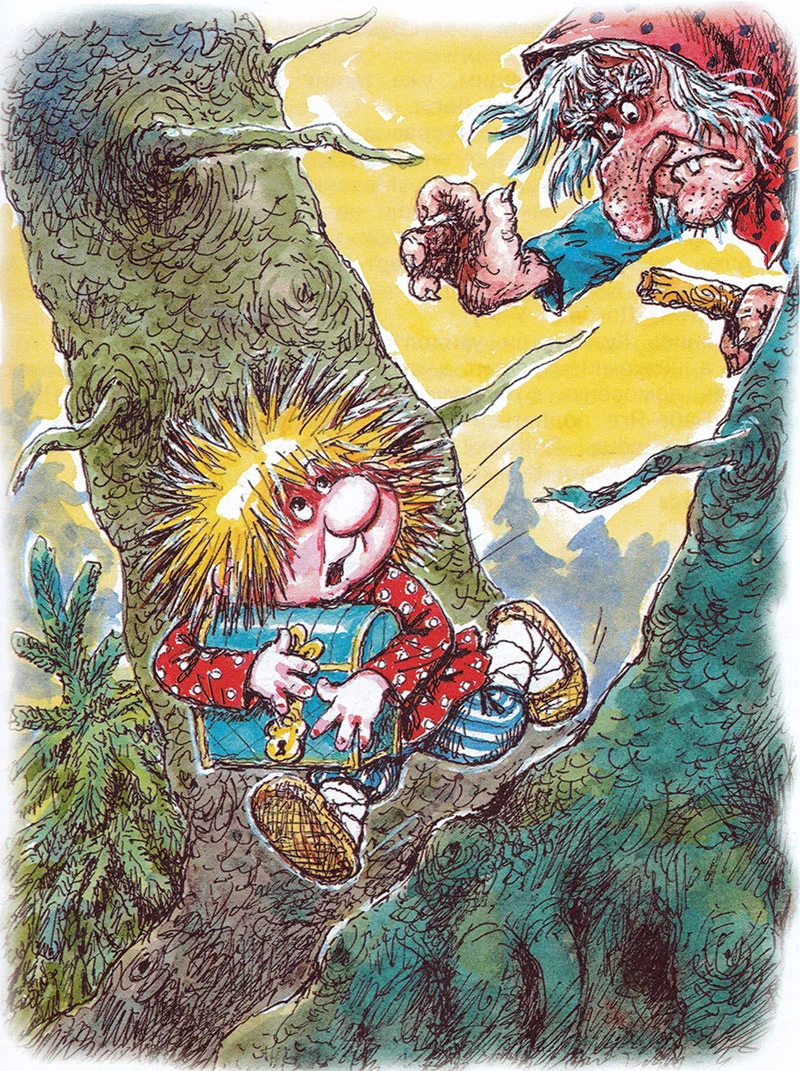 Кузька убегает от Бабя Яги