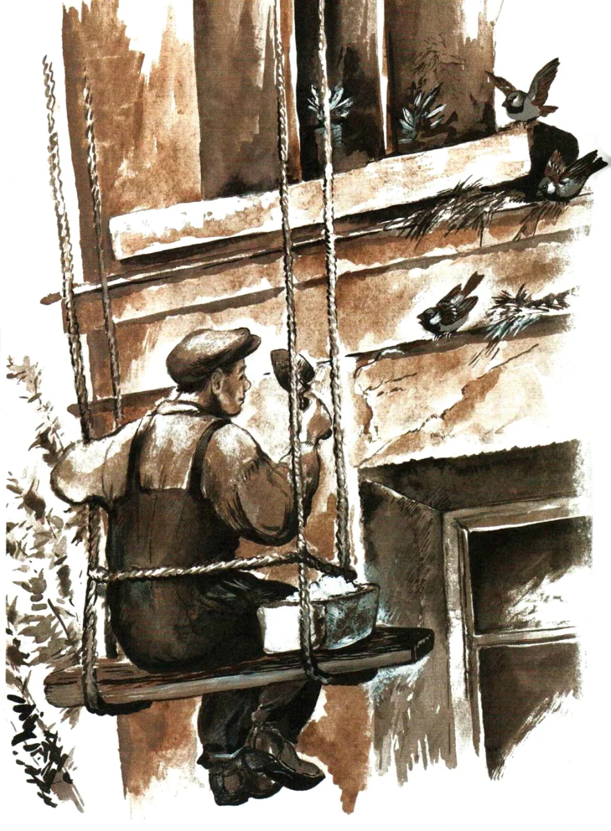 Штукатур под карнизом