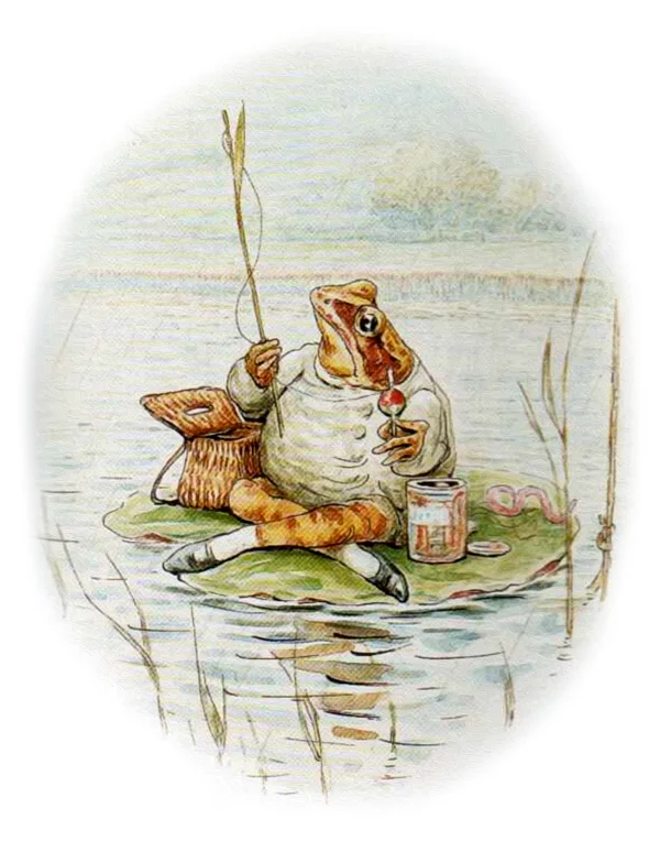 Лягушонок сидит скрестив ноги