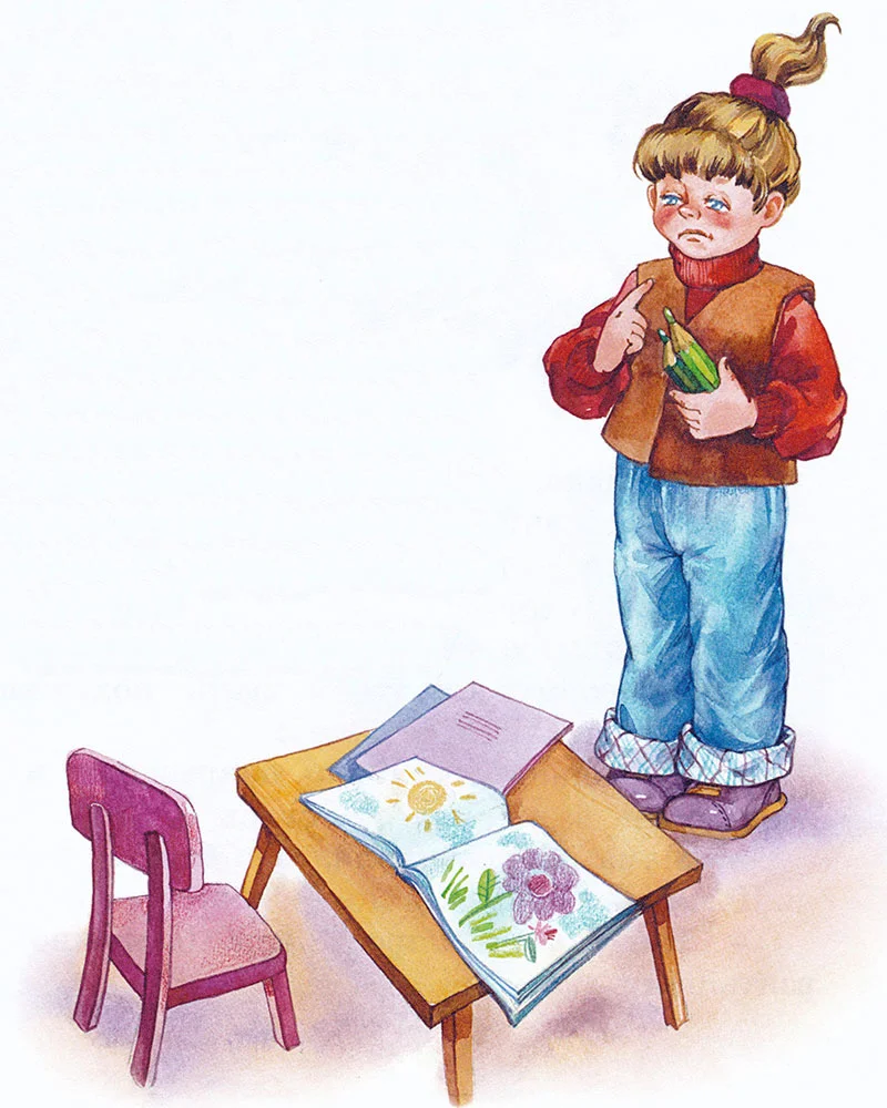 Девочка с карандашами