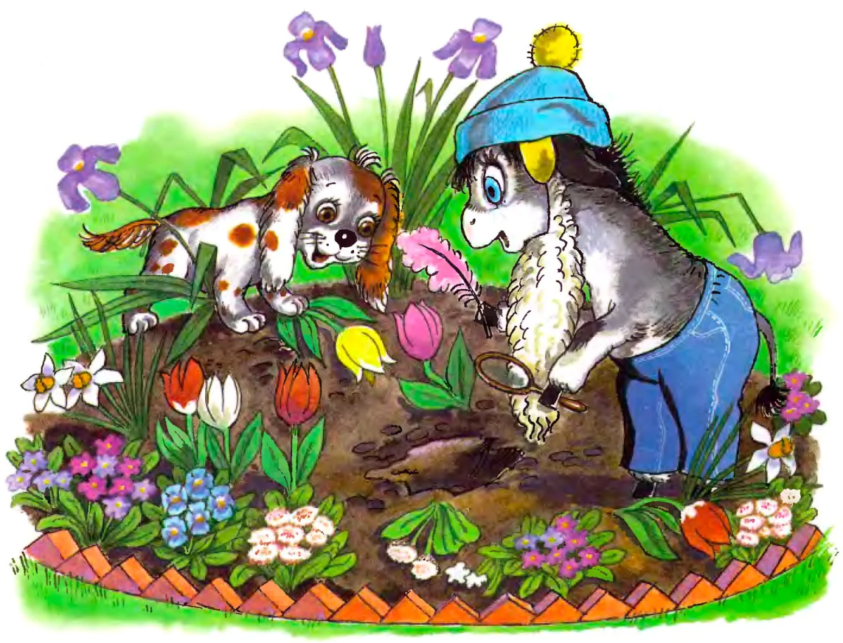 Мафин на клумбе