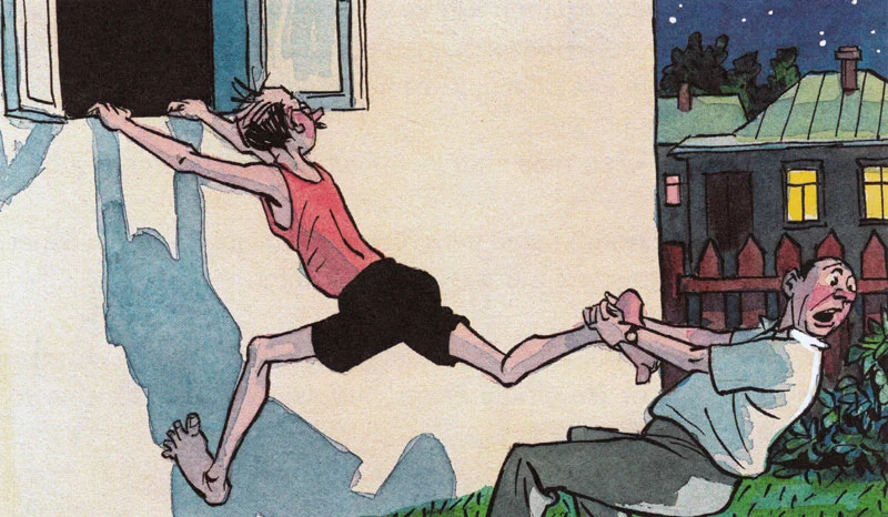 Охотник лезет в окошко